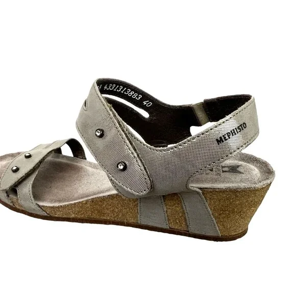 Mephisto Air Relax Wedge Sport Sandals  Womens 40 / 9.5  Beige w Rhinestones - Picture 9 of 11